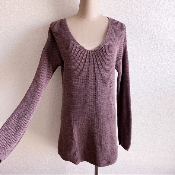 a.n.a Sweaters - ANA Mocha Elongated Knit V-Neck Sweater